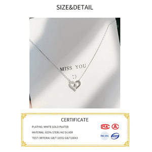 925 Silver Plated CZ Heart Necklace for Women