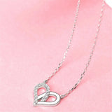 925 Silver Plated CZ Heart Necklace for Women