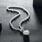 925 Silver Crystal Heart Key Necklace for Women Wedding Party
