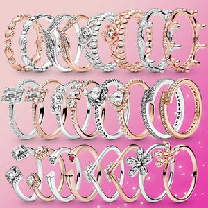 925 Silver Zircon Princess Ring for Women