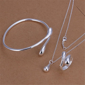 925 Silver Water Drop Pendant Set for Women Party