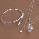 925 Silver Water Drop Pendant Set for Women Party