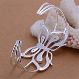 925 Silver Zircon Butterfly Bangle Bracelet for Women