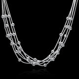 925 Silver Charm Chain Beads Necklace Women Party Wedding Jewelry Christmas