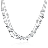 925 Silver Charm Chain Beads Necklace Women Party Wedding Jewelry Christmas