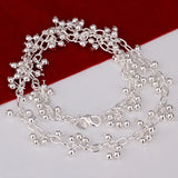 925 Sterling Silver Charm Beads Bracelet Necklace Women Party Wedding Jewelry