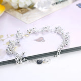 925 Sterling Silver Charm Beads Bracelet Necklace Women Party Wedding Jewelry