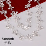 925 Sterling Silver Charm Beads Bracelet Necklace Women Party Wedding Jewelry