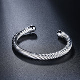 925 Sterling Silver Charm Twisted Wire Bangle Bracelet for Women