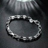 925 Silver Box Chain Bracelets Necklace Set for Men