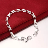 925 Silver Box Chain Bracelets Necklace Set for Men
