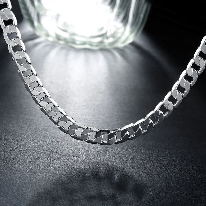 925 Silver Men's 8MM Geometric Chain Necklace
