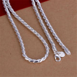 925 Sterling Silver 4MM Twisted Rope Chain Necklace 20 Inches