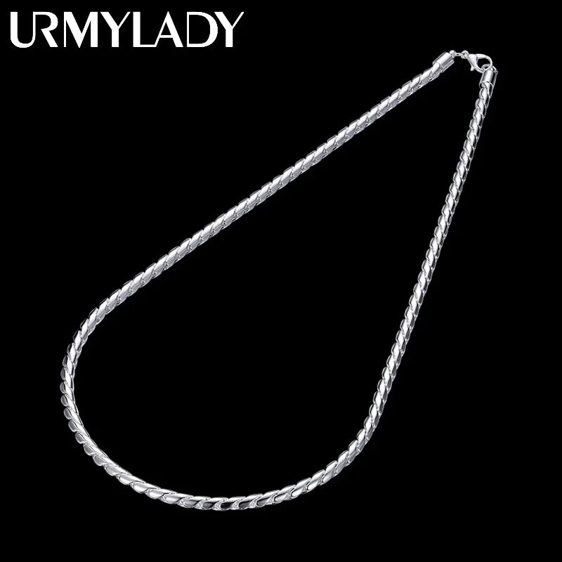 925 Sterling Silver 4MM Twisted Rope Chain Necklace 20 Inches