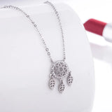 925 Silver Dreamnet Necklace Small Fresh Leaves with Diamond