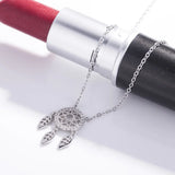 925 Silver Dreamnet Necklace Small Fresh Leaves with Diamond