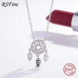 925 Silver Dreamnet Necklace Small Fresh Leaves with Diamond
