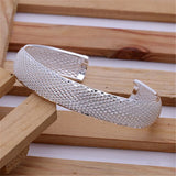 925 Silver Net Bangle Bracelet for Women Party Wedding Jewelry