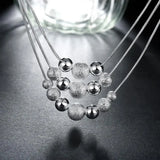 925 Silver Fringed Beads Necklace Earrings Set for Women