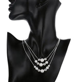 925 Silver Fringed Beads Necklace Earrings Set for Women