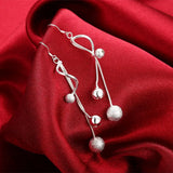 925 Silver Fringed Beads Necklace Earrings Set for Women