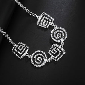 925 Silver Retro Thread Earrings Necklace Set for Women