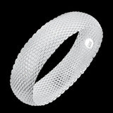 925 Sterling Silver Round Net Bangle Bracelets for Women Wedding