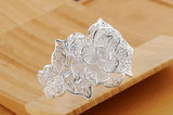 925 Silver Flower Bangle Bracelet for Women Adjustable