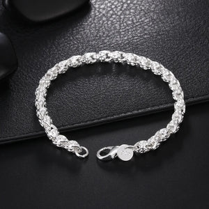 925 Sterling Silver Hollow Chain Bracelet for Women