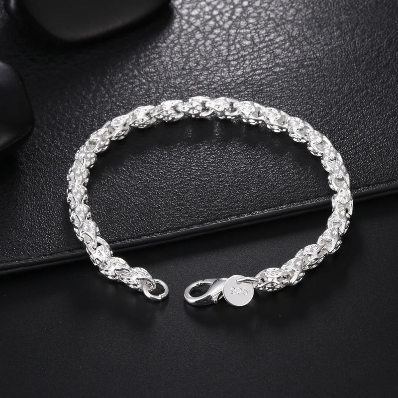 925 Sterling Silver Hollow Chain Bracelet for Women