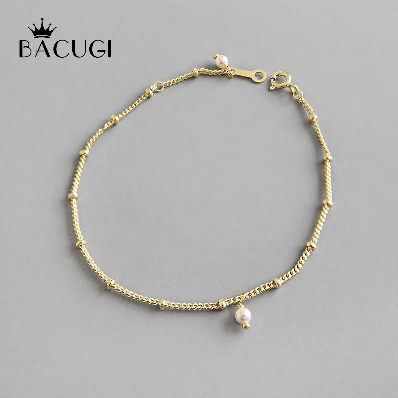 925 Sterling Silver Freshwater Pearl Bracelet for Women