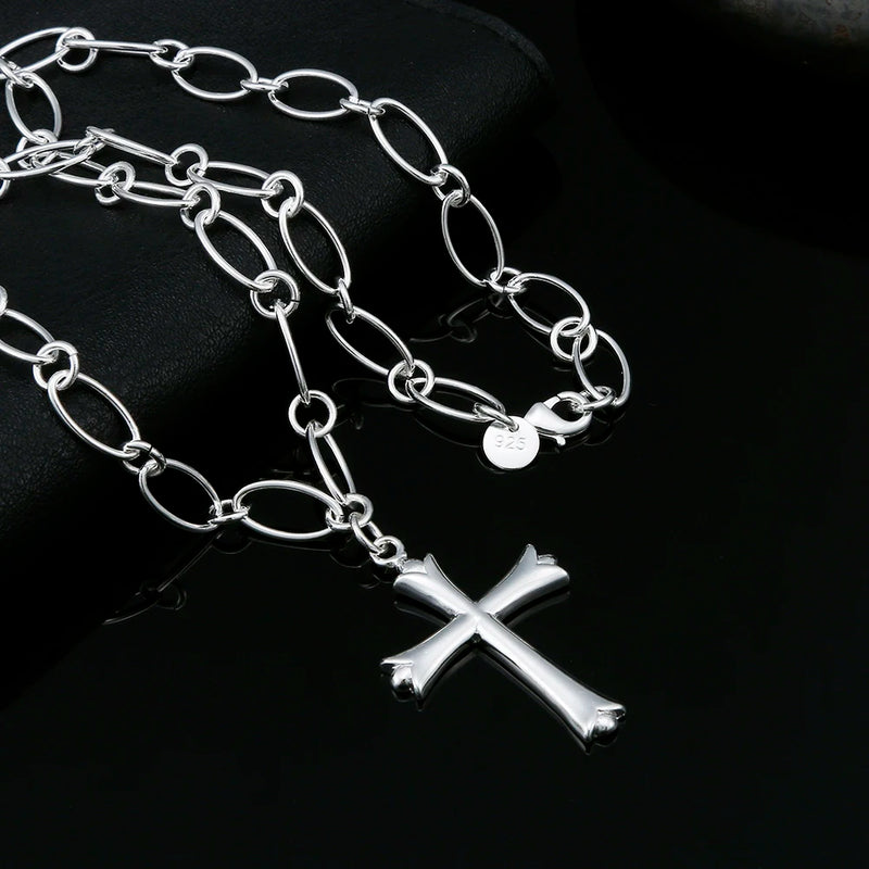 925 Silver Cross Necklace Women Wedding Jewelry Christmas