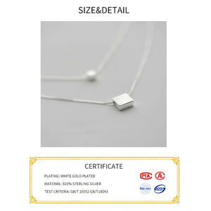 925 Sterling Silver Double Layer Square Box Necklace Choker