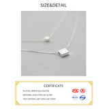 925 Sterling Silver Double Layer Square Box Necklace Choker