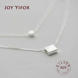 925 Sterling Silver Double Layer Square Box Necklace Choker