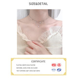 925 Sterling Silver Heart Tassel Necklace Zircon Women Choker