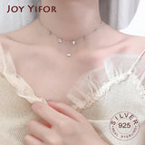 925 Sterling Silver Heart Tassel Necklace Zircon Women Choker