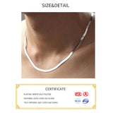 925 Silver Flat Snake Link Chain Necklace Unisex Lobster Clasp Collar