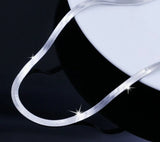 925 Silver Flat Snake Link Chain Necklace Unisex Lobster Clasp Collar