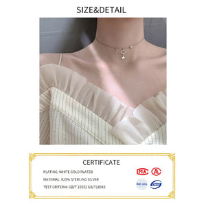 925 Silver Red Planet Moon Necklace CZ Zircon Clavicle Chain