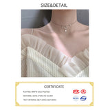 925 Silver Red Planet Moon Necklace CZ Zircon Clavicle Chain