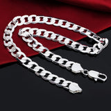 925 Silver Necklace Men 12MM Chain 18-30 Inch Fine Jewelry Party Wedding