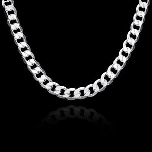 925 Silver Necklace Men 12MM Chain 18-30 Inch Fine Jewelry Party Wedding