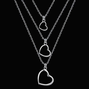 925 Silver Heart Pendant Necklace for Women Wedding Jewelry