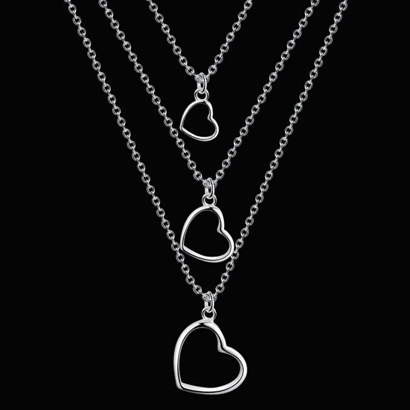 925 Silver Heart Pendant Necklace for Women Wedding Jewelry