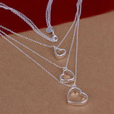 925 Silver Heart Pendant Necklace for Women Wedding Jewelry