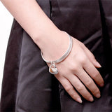 925 Silver Romantic Heart Bangle Bracelet for Women