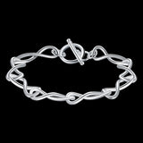 925 Sterling Silver Twisted Circle 8 Shape Bracelet for Women