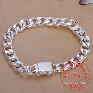 925 Sterling Silver Men Bracelet Chain Bangle
