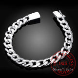 925 Silver Square Buckle Bracelet Men Bangle